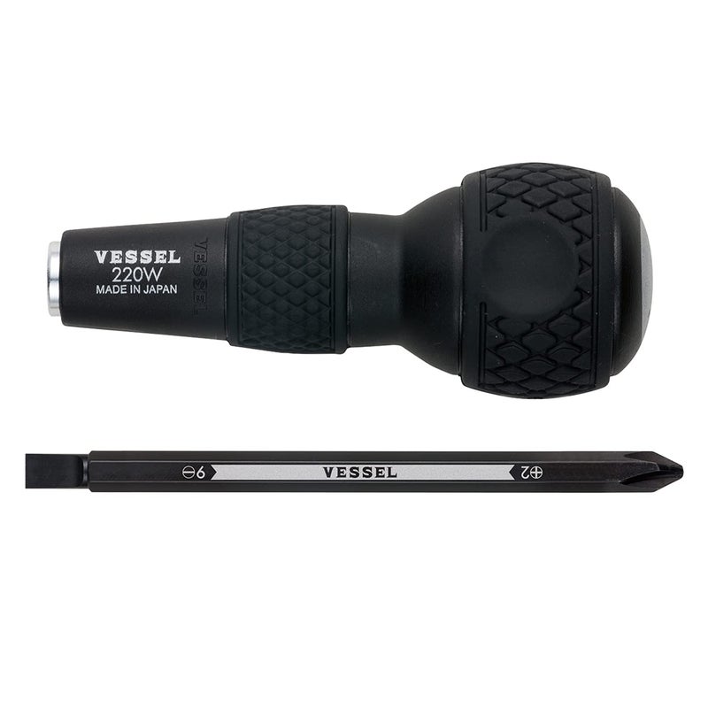 VESSEL BALL GRIP 1/4" Hex. Bit Interchangeable Screwdriver (Bit 1PC. (+2 and -6) SET. 220W62J) - Image 1